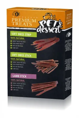 Recompense pentru caini Pet s Dessert Mix cu rata  miel 3 buc x 80 gr