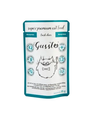 GUSSTO Fresh Deer hrană umedă monoproteică pentru pisici, cu carne proaspătă de cerb 85 g