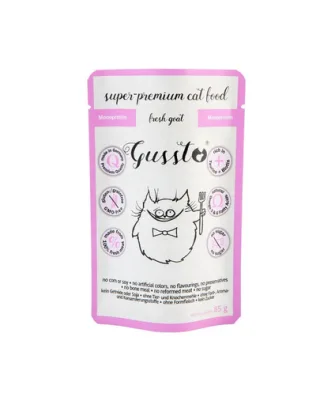 GUSSTO Fresh Goat hrană umedă monoproteică pentru pisici, cu carne proaspătă de capră 85 g