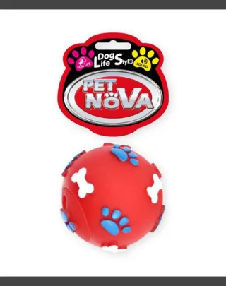 PET NOVA DOG LIFE STYLE Minge din cauciuc pentru caini, rosu, 6cm