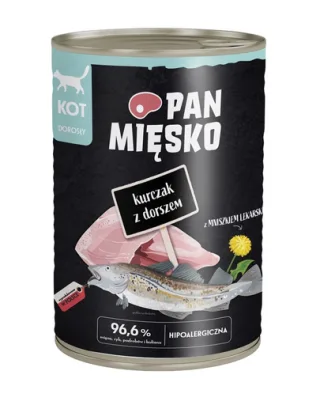 PAN MIĘSKO Pui cu cod hrană umedă pentru pisici 400 g