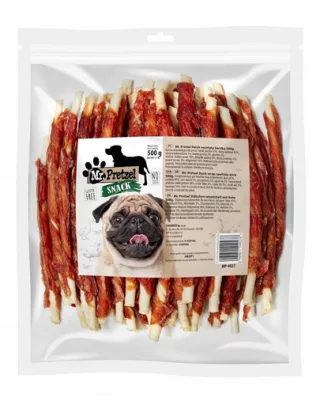 MR. PRETZEL Batoane învelite în carne de rață recompensă pentru câini 500 g