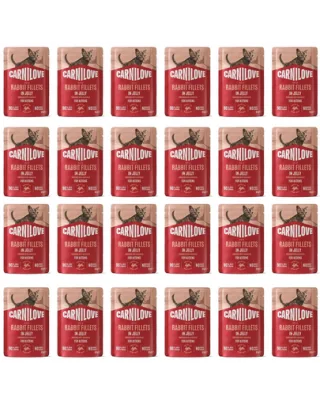 Hrană umedă pentru pisoi CARNILOVE Cat Pouch Gravy Rabbit Kittens 24x85 g file de iepure și gălbenele în aspic