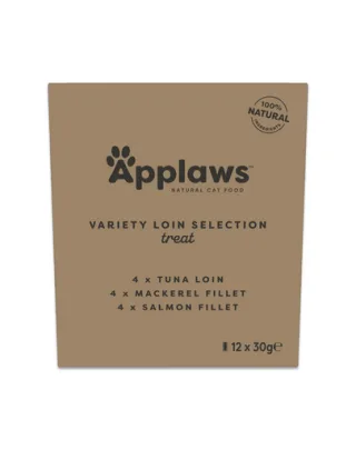 APPLAWS Cat Multipack 12 x 30 g, mix de gustări cu fâșii de carne fragedă și fileuri pentru pisici