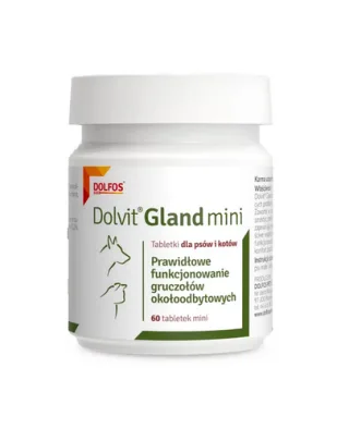Supliment glande perianale la câini mici și pisici DOLFOS Dolvit Gland Mini 60 tablete cu fibre și prebiotice