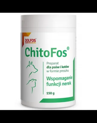 Pudră susținere funcție renală câini și pisici DOLFOS ChitoFos 150 g cu chitosan și carbonat de calciu