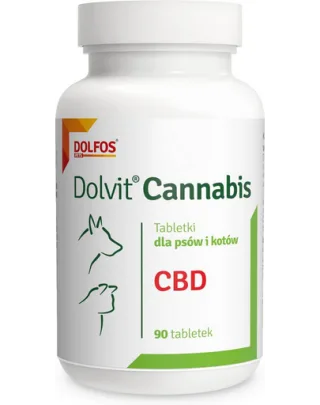 Tablete cu extract de cânepă pentru câini și pisici adulte DOLFOS Dolvit Cannabis, 90 tablete