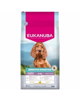 EUKANUBA Special Care Puppies cu Digestie Sensibilă 12 kg hrană uscată pentru căței cu sistem digestiv sensibil