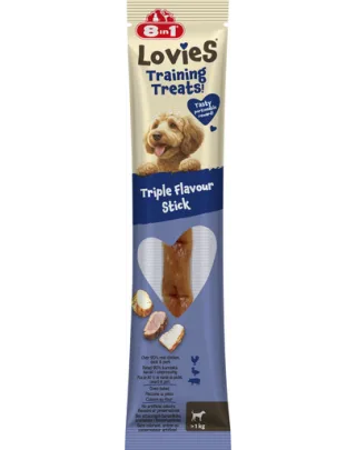 8IN1 Lovies Training Treats Triple Flavour Stick 15 g recompensă pentru dresaj pentru câini