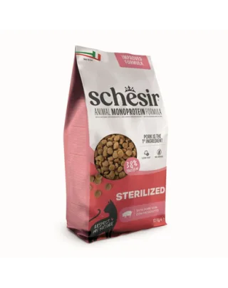 Hrană fără cereale pisici sterilizate SCHESIR Animal Monoprotein Formula Sterilized 10 kg monoproteică cu porc și șuncă
