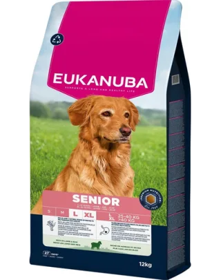EUKANUBA Senior Large Breeds Lamb &amp; Rice 12 kg hrană uscată pentru câini seniori de talie mare, bogată în miel și orez