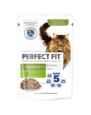 PERFECT FIT Senior 7+ pliculet 85 g curcan si morcov in sos pentru pisici senior