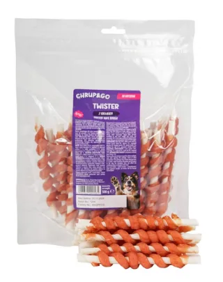 CHRUP&amp;GO Twister cu iepure 500 g gustare pentru câini