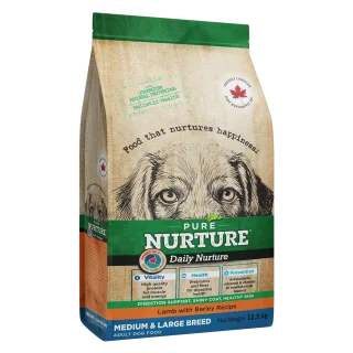 Hrana caini de talie medie si mare Pure Nurture, cu orz si miel, 12.5 kg