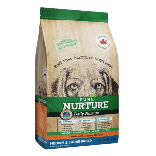Hrana caini de talie medie si mare Pure Nurture, cu orz si miel, 3 kg