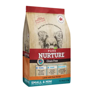 Hrana caini de talie mica si mini Pure Nurture Grainfree, cu miel si mazare, 2 kg
