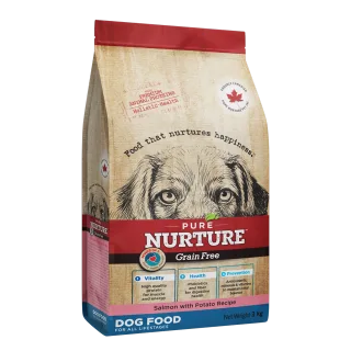 Hrana caini de toate varstele Pure Nurture Grainfree, cu somon si cartofi, 3 kg