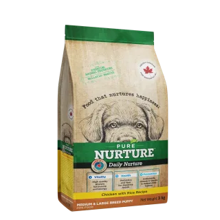 Hrana catei de talie medie si mare Pure Nurture Puppy, cu pui si orez, 3 kg