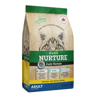 Hrana pisici adulte Pure Nurture, cu orz si pui, 1.5 kg