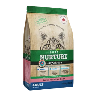 Hrana pisici adulte Pure Nurture, cu orz si somon, 1.5 kg