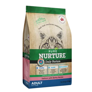 Hrana pisici adulte Pure Nurture, cu orz si somon, 8 kg