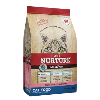 Hrana pisici de toate varstele Pure Nurture Grainfree, cu somon si mazare, 8 kg