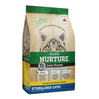 Hrana pisici sterilizate Pure Nurture, cu orz si pui, 1.5 kg