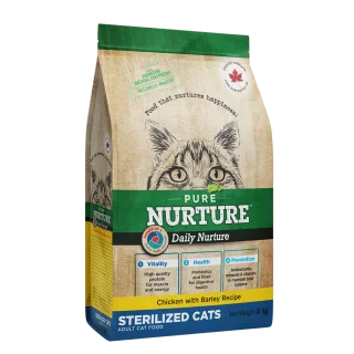Hrana pisici sterilizate Pure Nurture, cu orz si pui, 8 kg