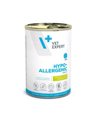 VET EXPERT Veterinary Diet Hypoallergenic Insect 375 g hrană hipoalergenică pentru câini cu intoleranțe alimentare, cu proteină din insecte,