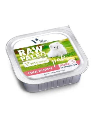 RAW PALEO Pate Pork Mini Puppy 150g pate de porc căței de rase mici