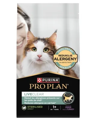 Hrană pisici sterilizate PURINA PRO PLAN LiveClear Sterilised 1,4 kg curcan