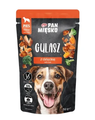 PAN MIĘSKO Gulaș cu curcan și vițel, hrană umedă pentru câini 150 g
