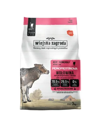 WIEJSKA ZAGRODA Monoproteică Vită, hrană uscată pentru pisici 3 kg