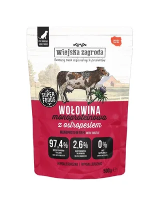 WIEJSKA ZAGRODA Monoproteică Vită, hrană umedă pentru câini 500 g