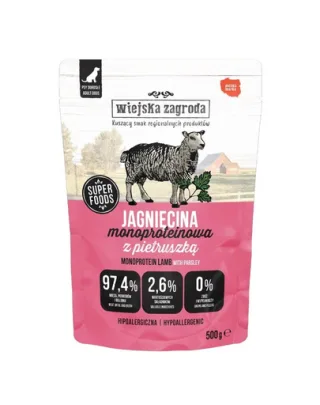 WIEJSKA ZAGRODA Monoproteică Miel hrană umedă pentru câini 500 g