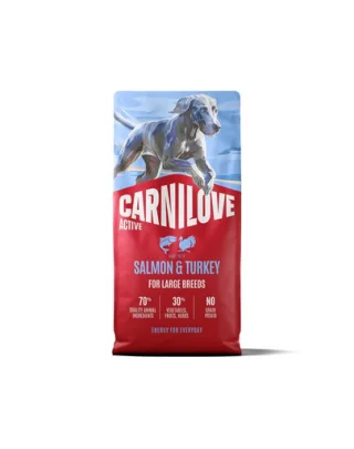 CARNILOVE Active Dog Adult Large Breeds cu somon și curcan 12 kg + CARNILOVE Freeze Dried cu curcan, 2x60 g CADOU