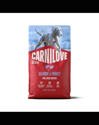 CARNILOVE Active Dog Adult Large Breeds cu somon și curcan 4 kg + CARNILOVE Freeze Dried cu curcan, 60 g CADOU