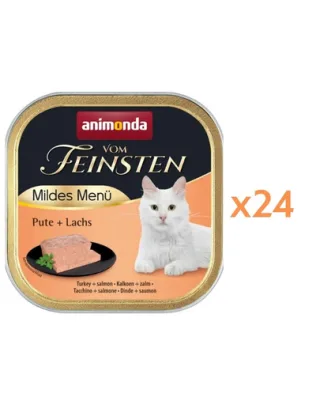 ANIMONDA Vom Feinsten Mild hrană umedă tip pate pentru pisici cu curcan și somon 24x100 g