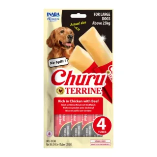 INABA Churu Terrine Maxi, L-XL, Pui și Vită, punguță recompense câini, 60g
