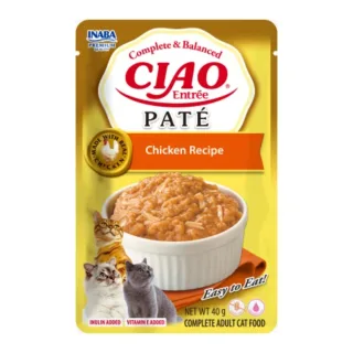 INABA Ciao Entree Pate, Pui, plic hrană umedă fără cereale pisici, (pate), 40g