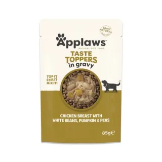 Hrana umeda caini, Applaws Dog Taste Toppers, Pui si Fasole, in sos, 85 g