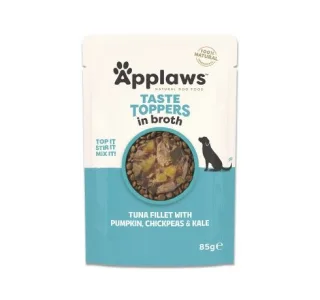 Hrana umeda caini, Applaws Dog Taste Toppers, Ton si Legume, in supa, 85 g