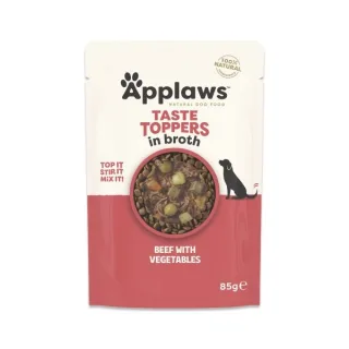 Hrana umeda caini, Applaws Dog Taste Toppers, Vita si Legume, in supa, 85 g