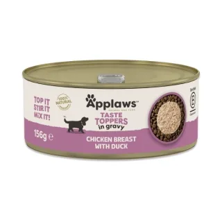 Hrana umeda caini, Applaws Dog Taste Toppers, Piept de Pui si Rata, in sos, 156 g