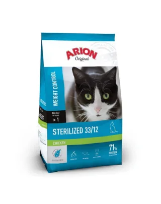 Hrană pisici sterilizate cu pui ARION Original Sterilized 33/12 300 g controlul greutății și susținerea digestiei