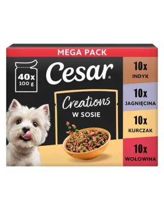 CESAR Creations hrană umedă câini adulți, mix 4 arome în sos, 40x100 g