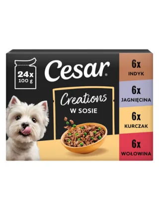 CESAR Creations hrană umedă câini adulți, mix 4 arome 24x100 g