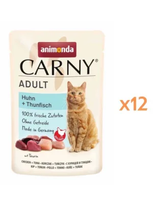 ANIMONDA Carny Adult hrană umedă pentru pisici cu pui și ton 12x85 g