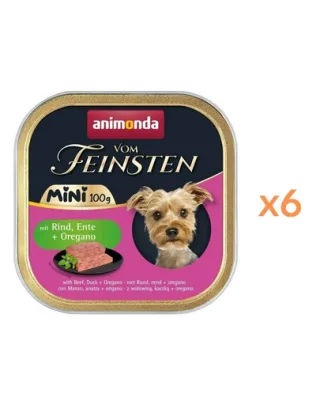 ANIMONDA Vom Feinsten Mini hrană umedă pentru câini de talie mică cu vită, rață și oregano 6x100 g