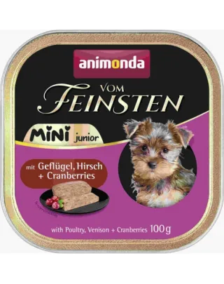 ANIMONDA Vom Feinsten Mini Junior 12x100g hrană umedă căței rase mici pui vânat